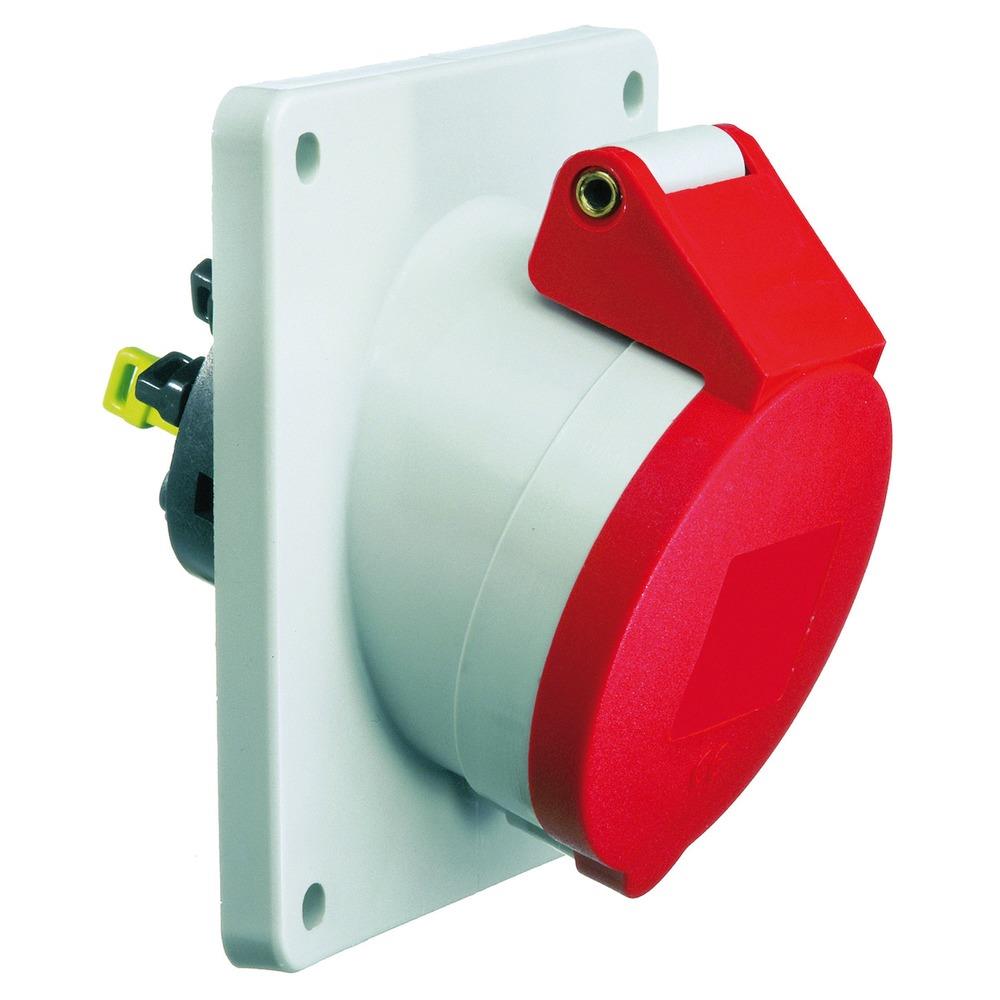 BALS CEE-Anbausteckdose, 5p, 32A, 400V (50+60Hz) rot, 6h, IP44, schraublose Klemme, abgewinkelt, Kunststoff, 110x110mm – 12806 BALS CEE-Anbausteckdose, 5p, 32A, 400V (50+60Hz) rot, 6h, IP44, schraublose Klemme, abgewinkelt, Kunststoff, 110x110mm – 12806