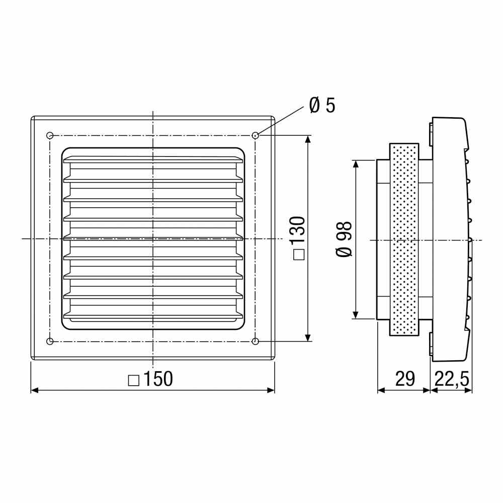 MAICO SG 100 B Lüftungsgitter, Kunststoff, braun, Ø100mm, Be-/Entlüftung, Außenwand