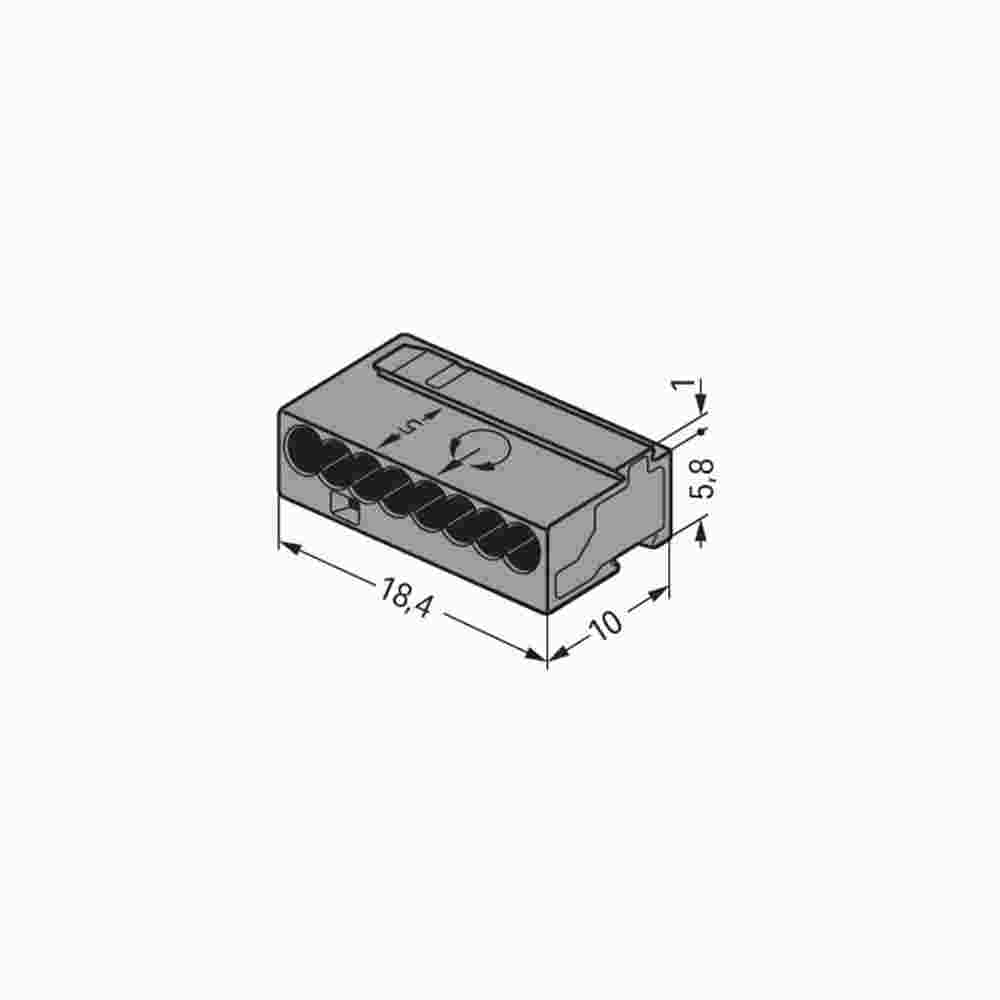 WAGO MICRO-Verbindungsdosenklemme Ø 0,6 - 0,8 mm, dunkelgrau, 8-polig