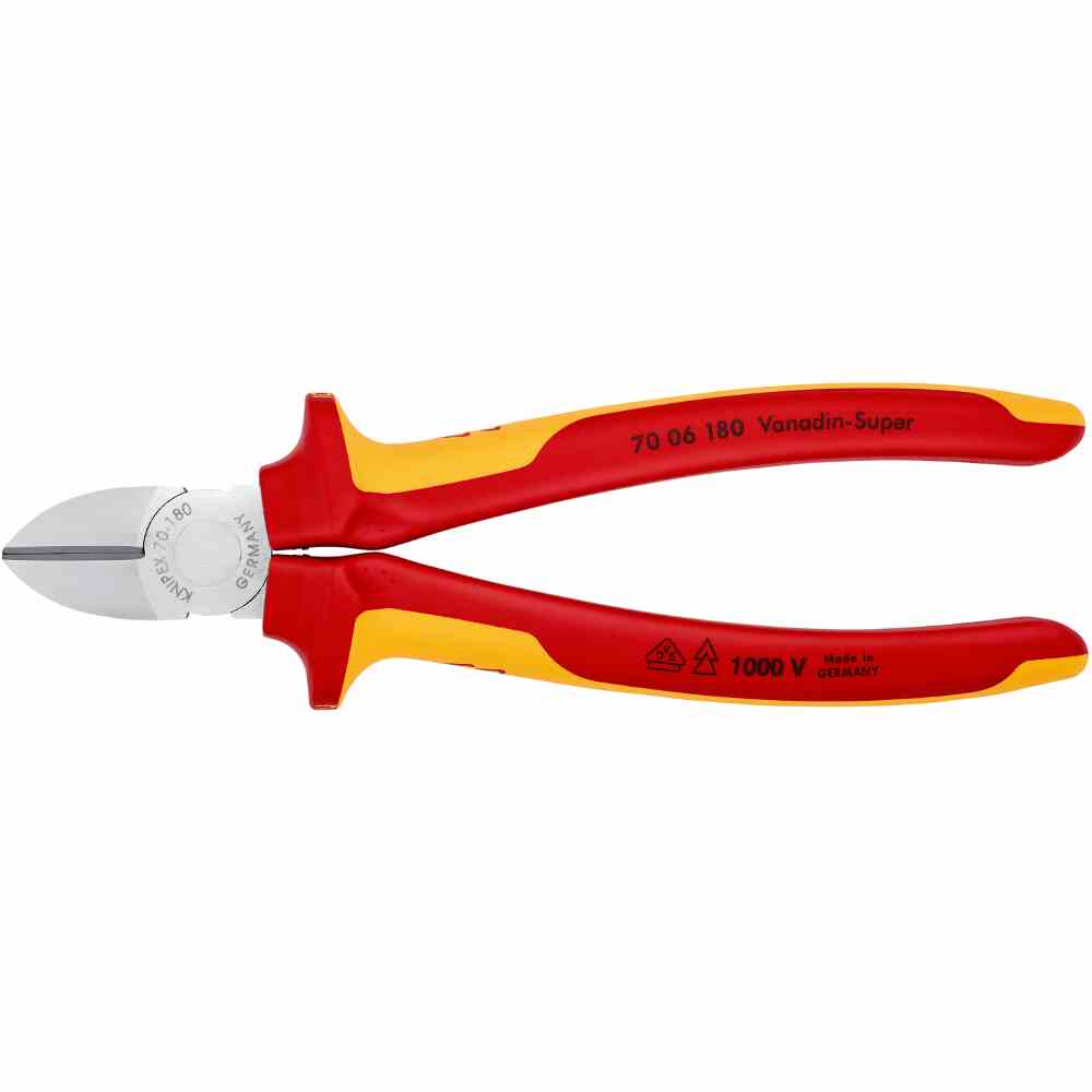 KNIPEX Seitenschneider, 180mm, Schutzisoliert 1000V, Isoliert, VDE geprüft, Standard