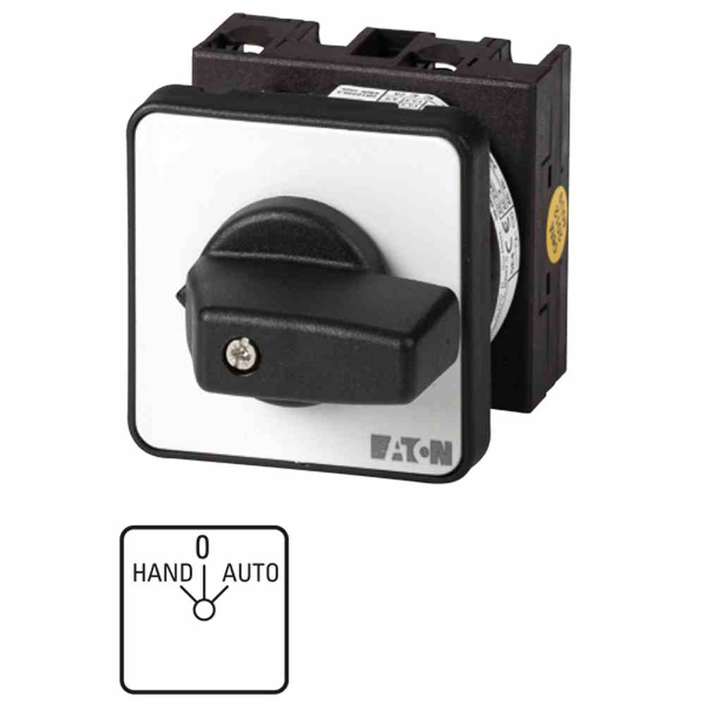 EATON T0-1-15431/E Umschalter, Kontakte: 2, 20 A, Frontschild: HAND-0-AUTO, 45 °, rastend, Einbau – T0-1-15431/E