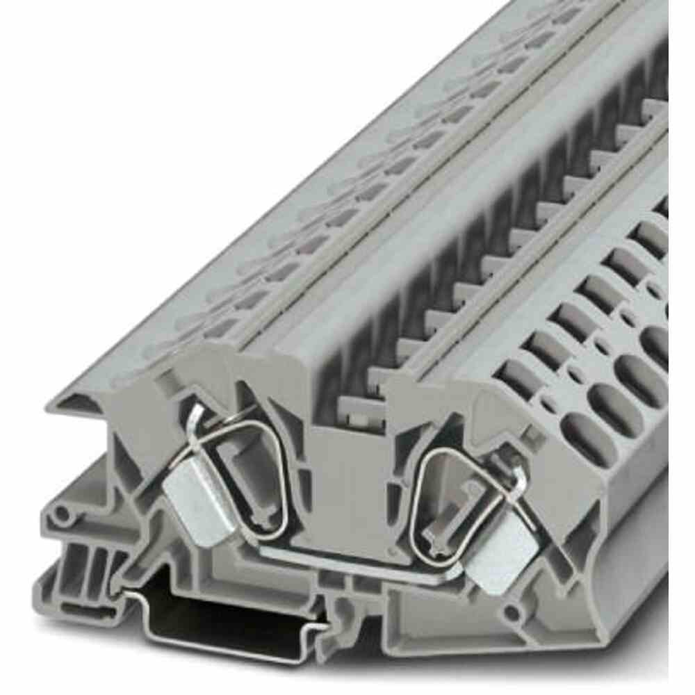 PHOENIX Installationsklemme, 76A, 0,2-16mm², 1pot, grau, Abschlussplatte erforderlich, Federzuganschluss, schräg – STI 16