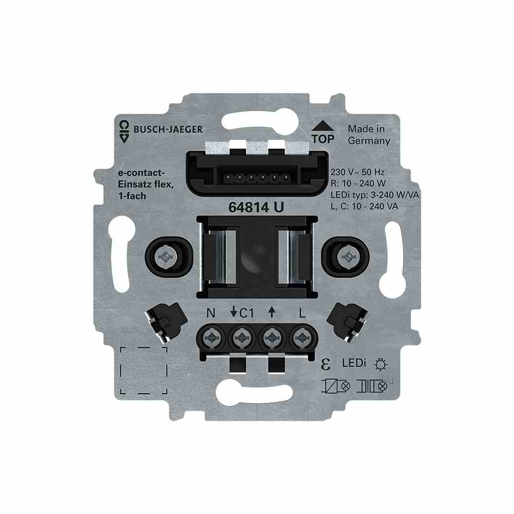 BUSCH-JAEGER flex MOSFET-Einsatz,1A, universal, schwarz, glänzend,3-240W,Lichtwertspeicher,Verwendbar mit Taste,Verwendbar mit – 64814 U