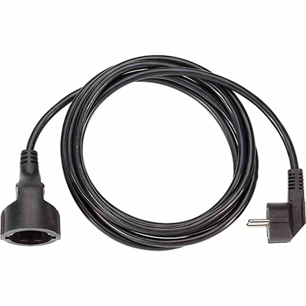 BACHMANN Netzanschlussleitung, 2m, 3x1,5mm², PVC, schwarz, Schutzkontaktwinkelstecker, Schutzkontakt-Kupplung, 0-70°C, 250V – 341.184