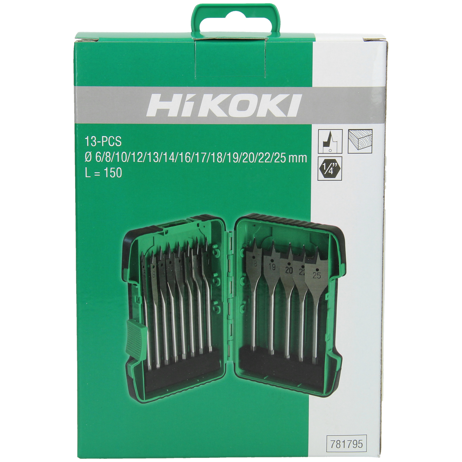 HiKOKI Flachholzbohrer-Kassette, 13tlg.-2