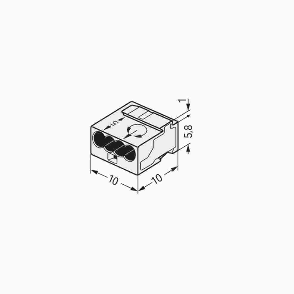 WAGO MICRO-Verbindungsdosenklemme Ø 0,6 - 0,8 mm, lichtgrau, 4-polig