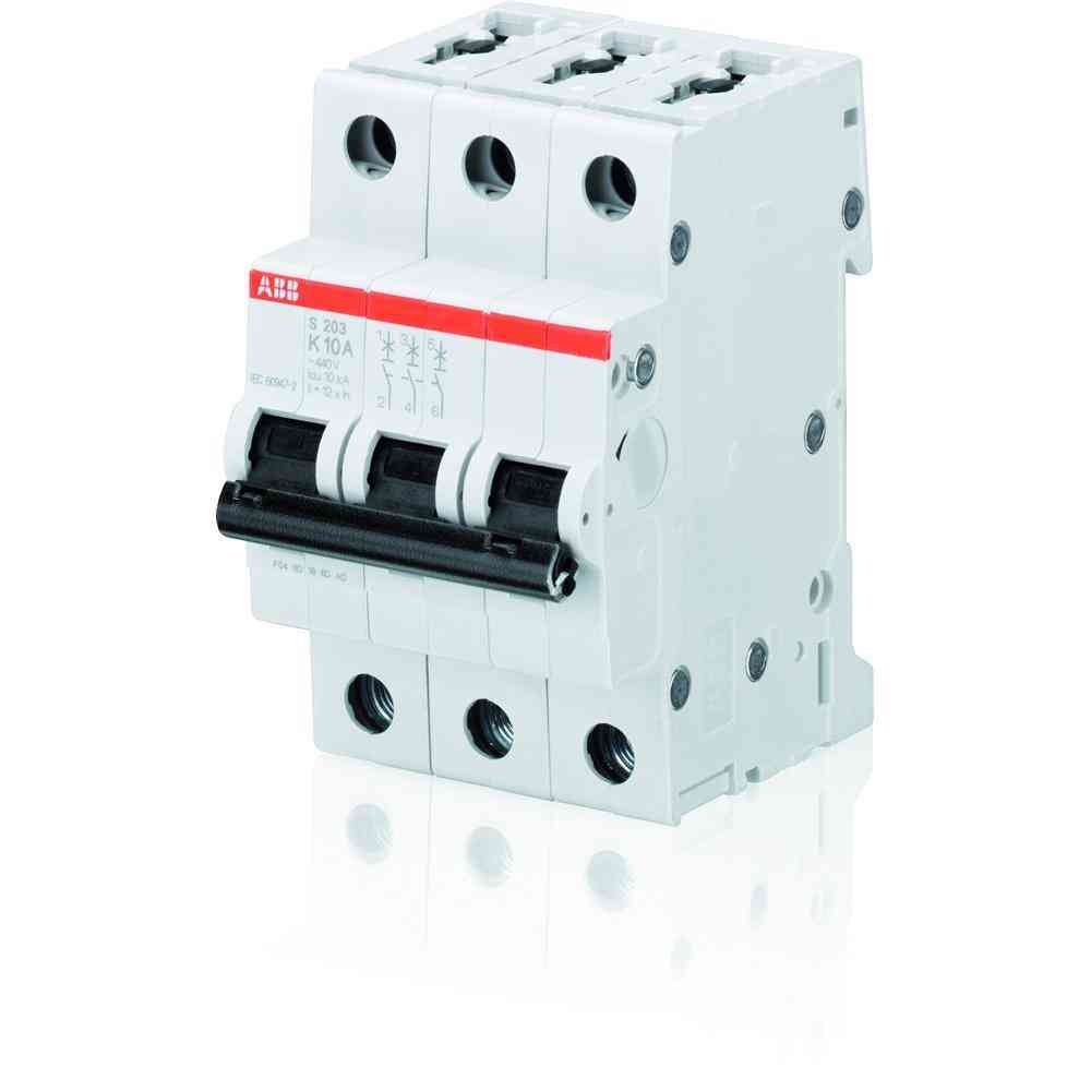 ABB Leitungsschutzschalter, AC, K, 40A, 3p, 400V, 6kA, 3TE, 50Hz, Zusatzeinrichtungen möglich, IP20 – S203-K40