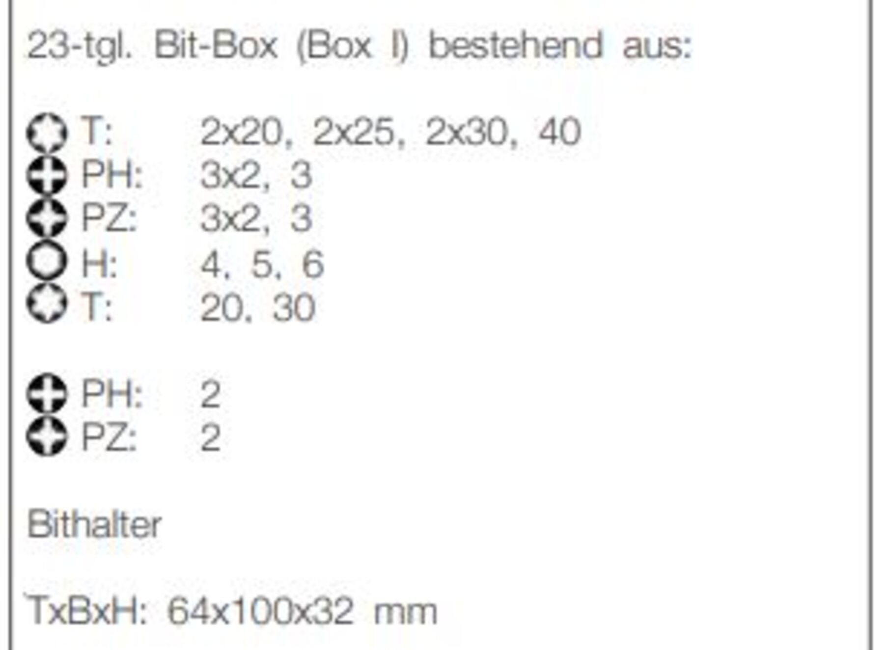 BIT BOX 23 tlg. IMPACT DRIVERBIT BOX (BOX I) - schlagfest