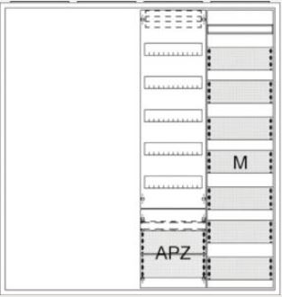 Komplettschrank, Aufputz/Unterputz/teilversenkt, 1-stöckig, 2Feld, IP31, mit Hutschienen, 1100x1050x215mm inkl. VF / APZ und Multimedia