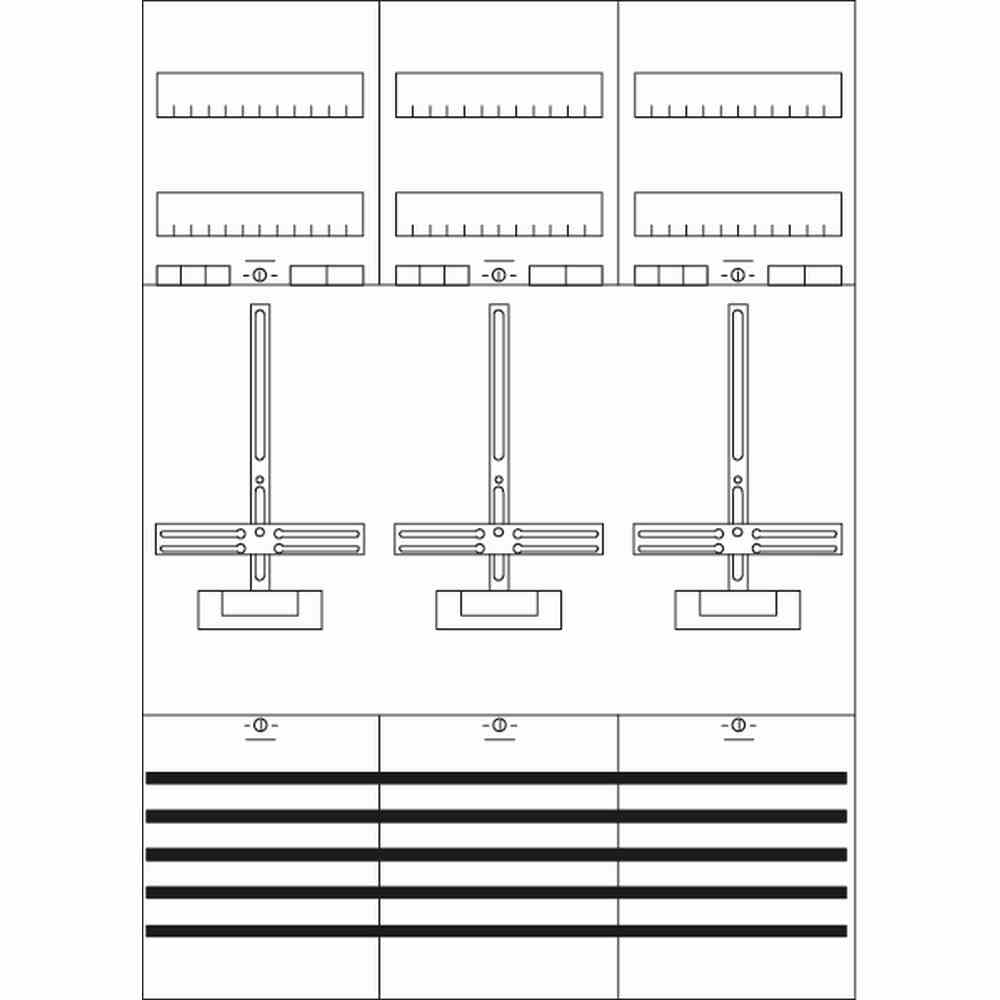 STRIEBEL & JOHN Komplettfeld, 3Z, 1-stöckig, mit Verdrahtung, 6V, 1050x750mm, mit Sammelschiene 5p, 300mm