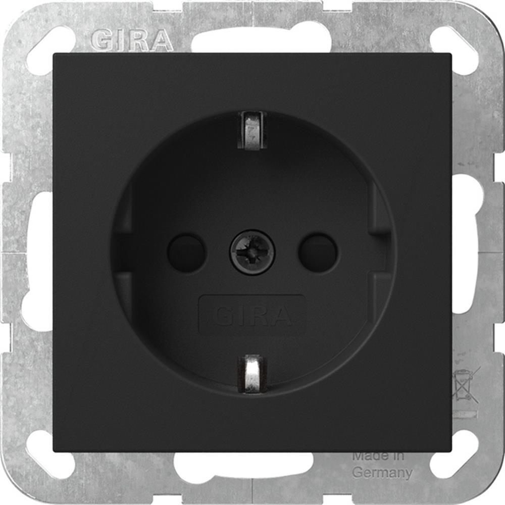 GIRA SCHUKO LED-Leuchte + SH o.Kr. System 55 sw m – 4755005