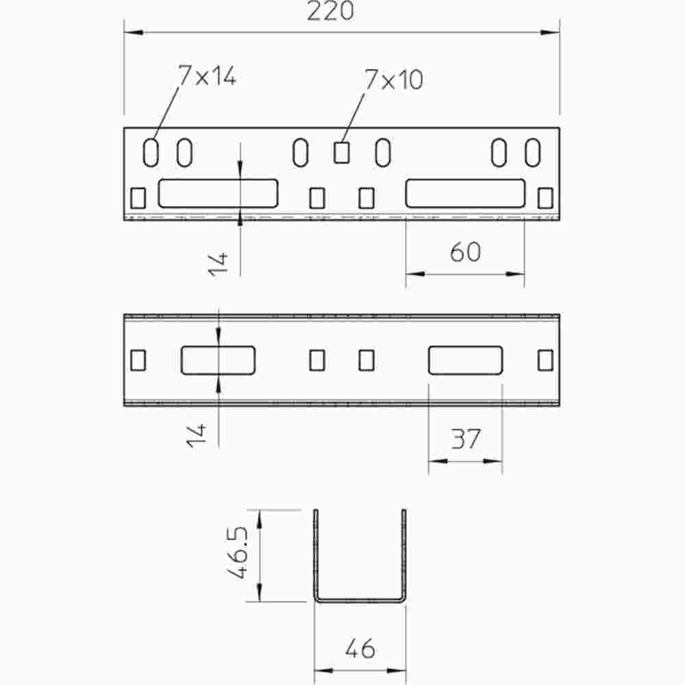 OBO BETTERMANN Längsverbinder Innenverbinder, für AZ-Kanal 45x45x220, St, FS AZ-Kanal 45x – VF AZK 50 FS
