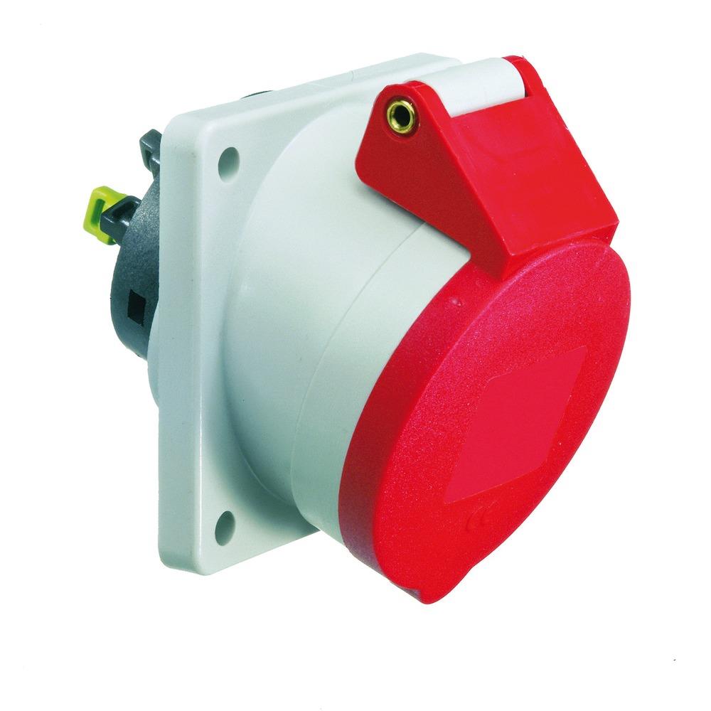 BALS CEE-Anbausteckdose, 5p, 16A, 400V (50+60Hz) rot, 6h, IP44, schraublose Klemme, abgewinkelt, Kunststoff, 75x75mm – 122001 BALS CEE-Anbausteckdose, 5p, 16A, 400V (50+60Hz) rot, 6h, IP44, schraublose Klemme, abgewinkelt, Kunststoff, 75x75mm – 122001