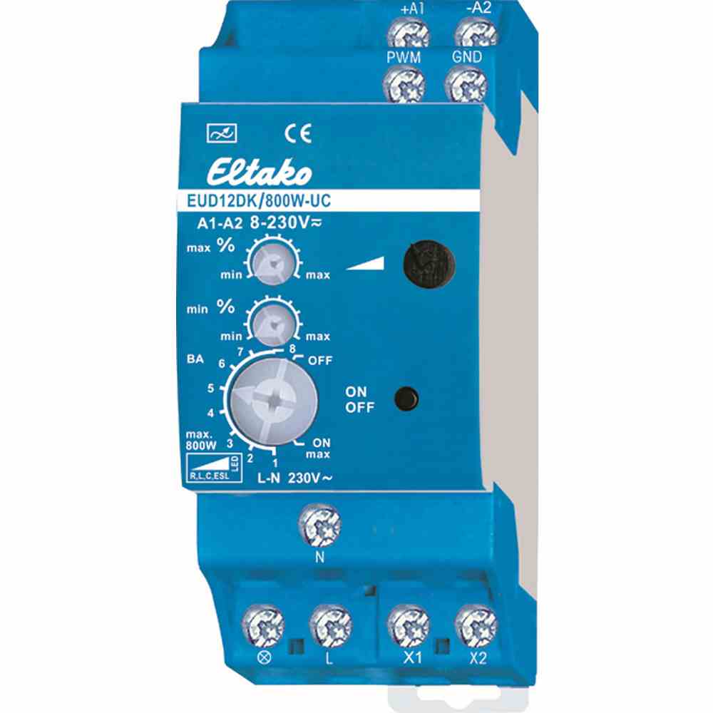 ELTAKO Dimmer, Drehknopf, 800W, universal, REG, Lichtwertspeicher – EUD12DK/800W-UC