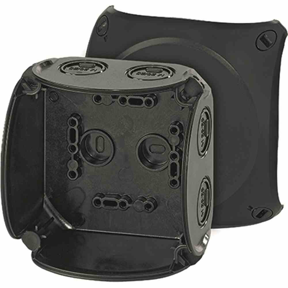 HENSEL KF 0400 B Abzweigkasten, IP66, 104x104x70mm, schwarz, ohne Bestückung, Kunststoff, Wand-/Deckenmontage, Halogenfrei – KF 0400 B HENSEL KF 0400 B Abzweigkasten, IP66, 104x104x70mm, schwarz, ohne Bestückung, Kunststoff, Wand-/Deckenmontage, Halogenfrei – KF 0400 B