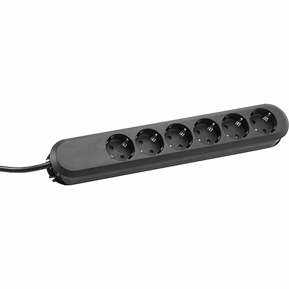 BACHMANN Steckdosenleiste, 6f, schwarz, 3m, 35°, IP20, 1,5mm² – 381.148K