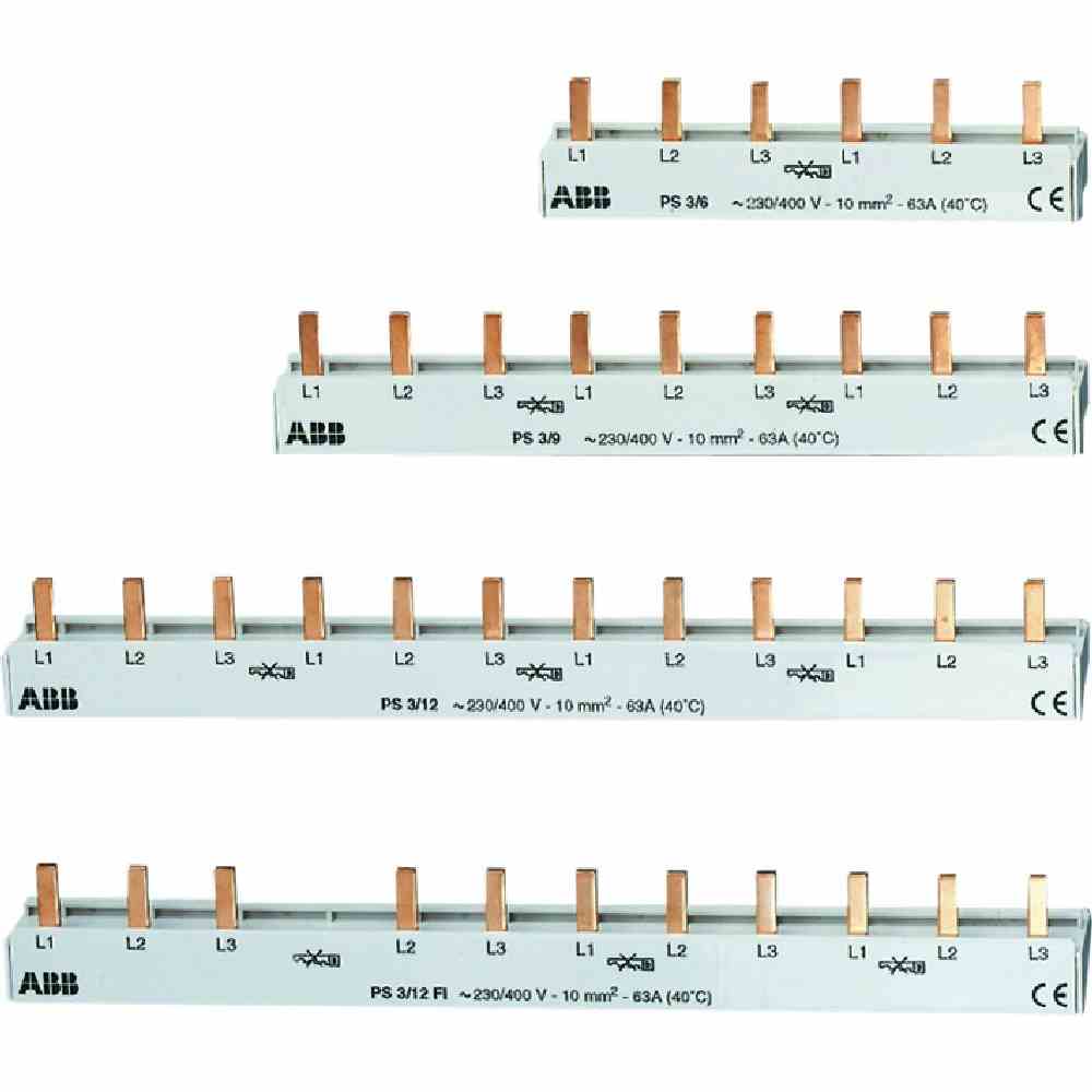 PS3/12FI Pro M Phasenschiene, 3ph, 212mm, 10mm², 63A, Stift, isoliert