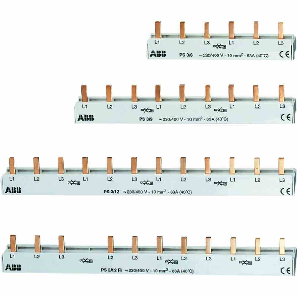 PS3/12FI Pro M Phasenschiene, 3ph, 212mm, 10mm², 63A, Stift, isoliert PS3/12FI Pro M Phasenschiene, 3ph, 212mm, 10mm², 63A, Stift, isoliert