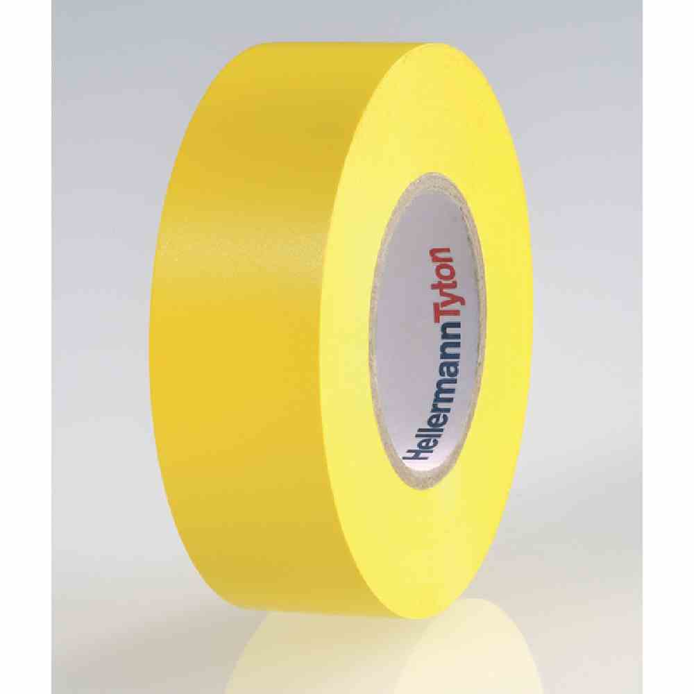 HELLERMANN TYTON Isolierband, PVC, 25mm, 25m, gelb, UV-beständig, 105°C, 0,15mm, Selbstverlöschend – HTAPE-FLEX15-25x25 PVC YE