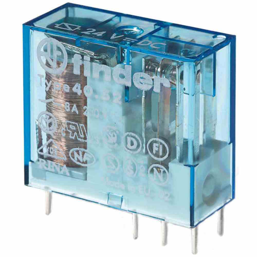 FINDER Relais, 2 Wechsler für 8 A, Spule 24 V DC mit Steck- und Printanschlüssen – 405290240000