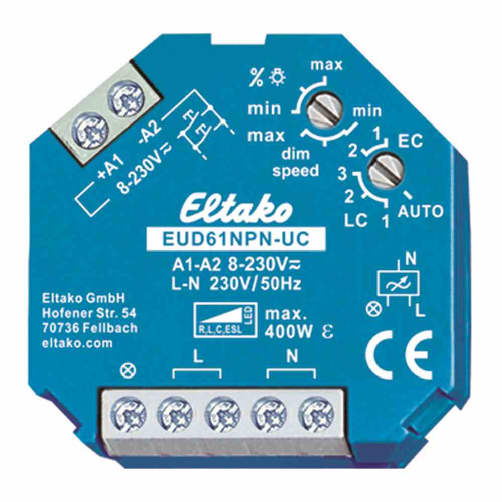 ELTAKO Dimmer, 0-400W, universal, Einbauinstallation, Lichtwertspeicher