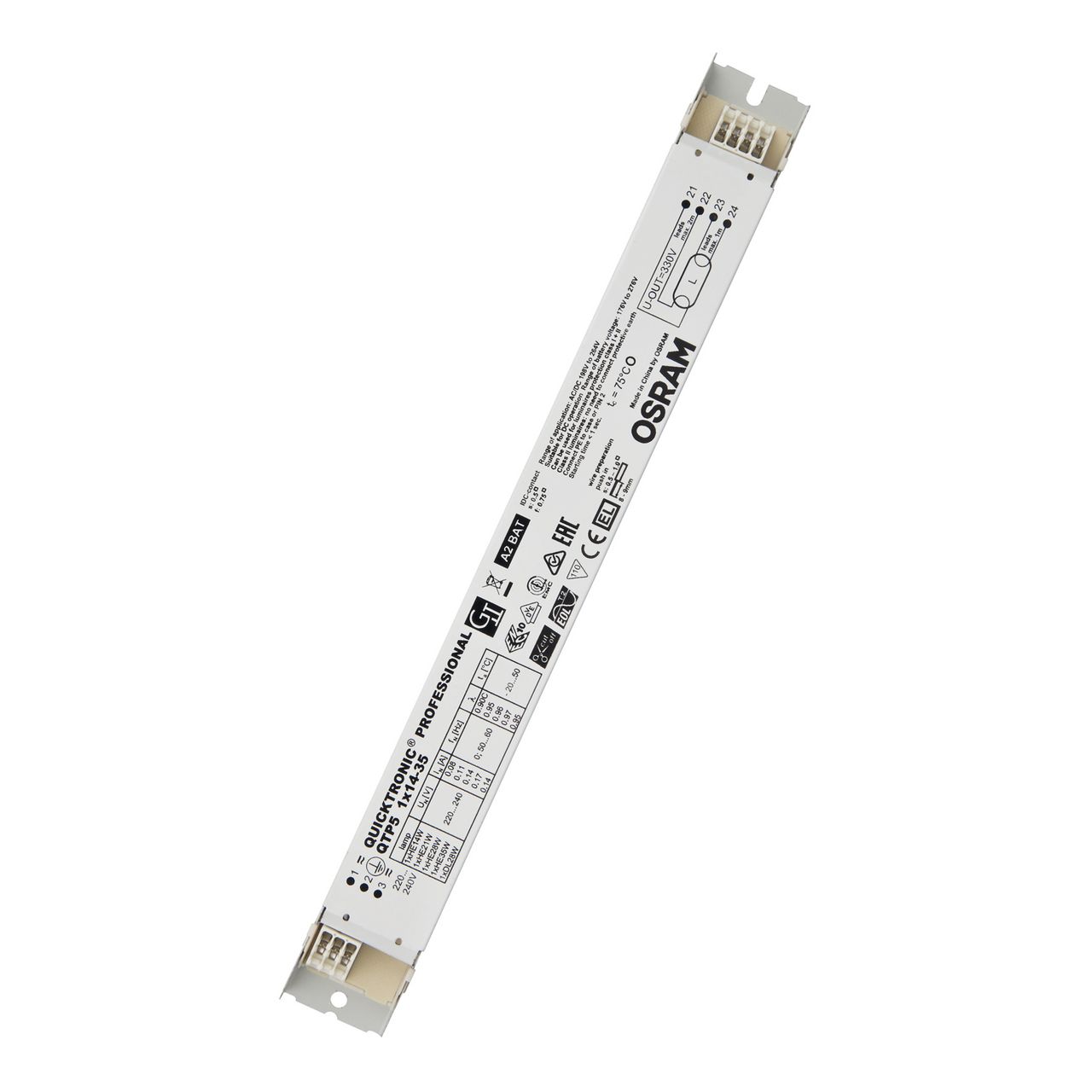 OSRAM QTP5 1X14...35 Vorschaltgerät, 14-35W, elektronisch, für T5, Multiwatt-Ausführung, ohne Dimmung, 280x30mm – QTP5 1X14-35/220-240 UNV1