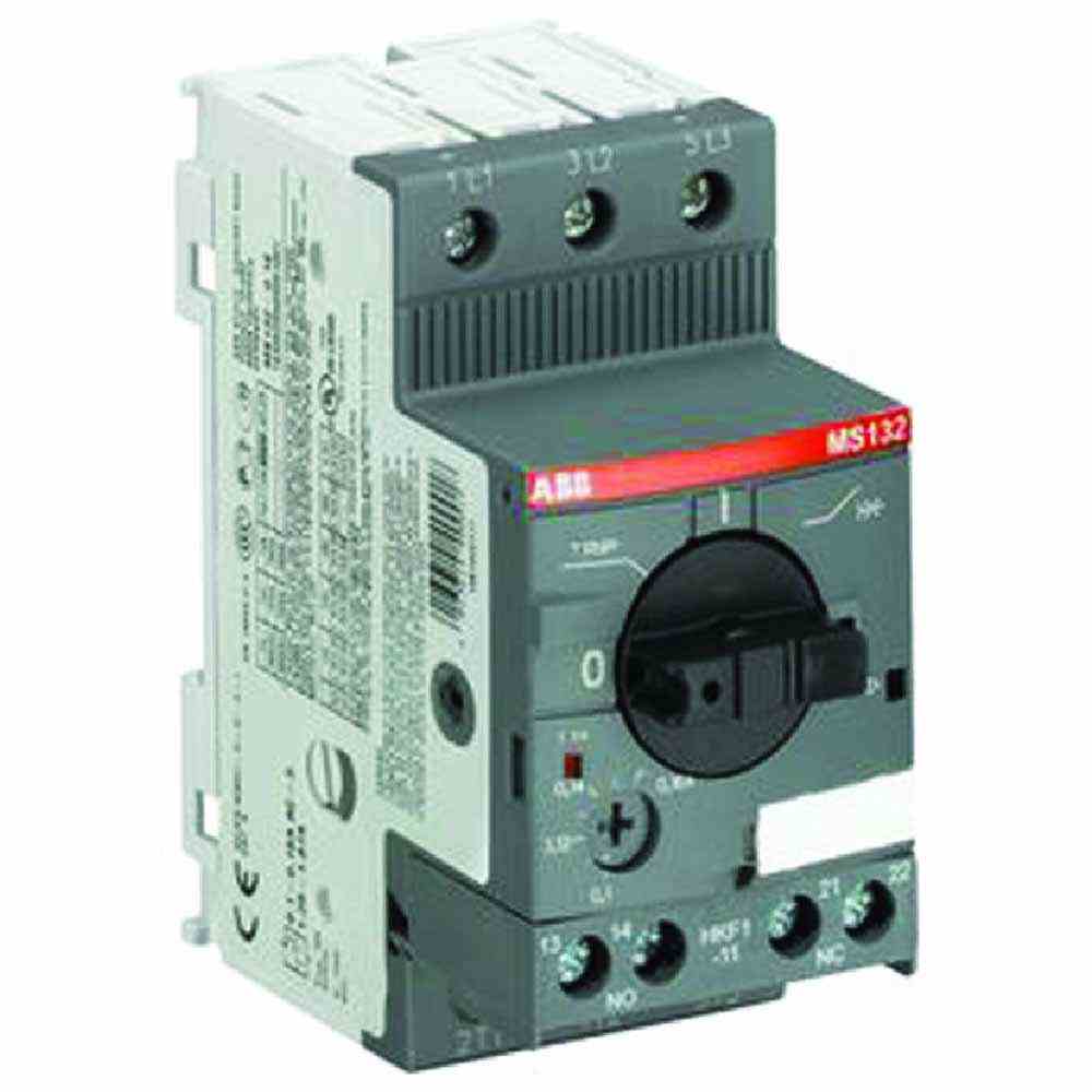 ABB Motorschutzschalter, 3p, 2,5-4A, 4A/Iu, 380-400V, Komplettgerät im Gehäuse, IP20, thermomagnetisch, mit integriertem Hilfsschalter – MS132-4.0-HKF1-11