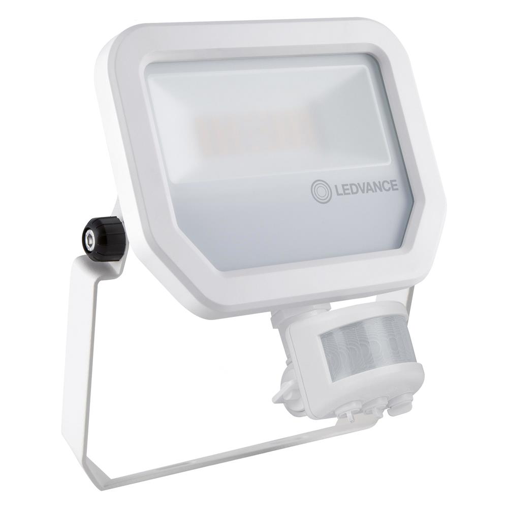 LEDVANCE Floodlight LED-Anbaustrahler, 20W, Konverter, 1LED, 3000K, 2200lm, Aluminium, IP65, mit Bewegungsmelder –