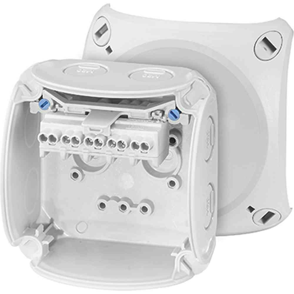 HENSEL KF 0202 G Klemmenkasten, 4mm², 5f, Kunststoff, 93x93x62mm, Aufputz, 7einf, IP66, Halogenfrei – KF 0202 G HENSEL KF 0202 G Klemmenkasten, 4mm², 5f, Kunststoff, 93x93x62mm, Aufputz, 7einf, IP66, Halogenfrei – KF 0202 G