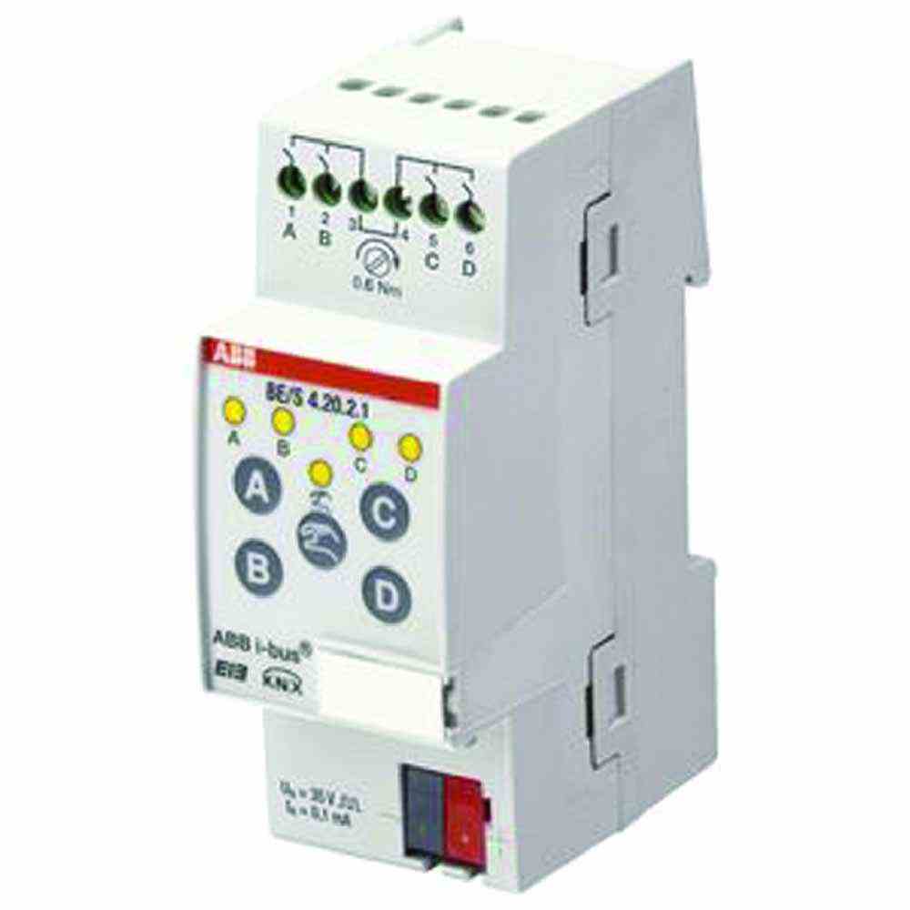 ABB Binäreingang, Bussystem KNX, REG, 2TE, mit LED-Anzeige, 4f – BE/S4.20.2.1