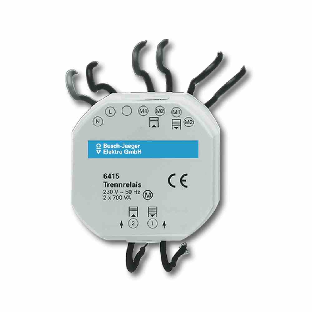 BUSCH-JAEGER JALOUSIECONTROL II Trennrelais Jalousie, Unterputz/Aufputz, 2mot, Zentraleingang, 230V, 3A – 6415