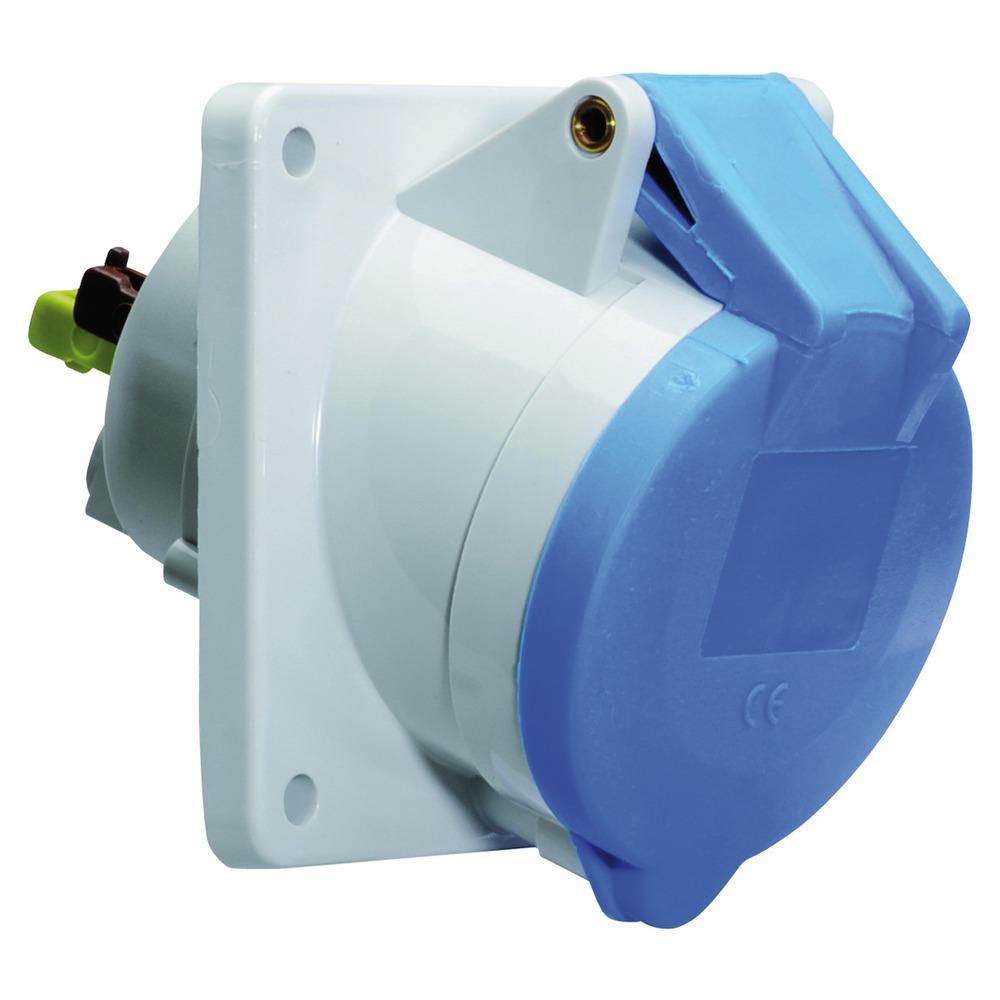 BALS CEE-Anbausteckdose, 3p, 16A, 230V (50+60Hz) blau, 6h, IP44, schraublose Klemme, abgewinkelt, Kunststoff, 85x85mm – 12749 BALS CEE-Anbausteckdose, 3p, 16A, 230V (50+60Hz) blau, 6h, IP44, schraublose Klemme, abgewinkelt, Kunststoff, 85x85mm – 12749