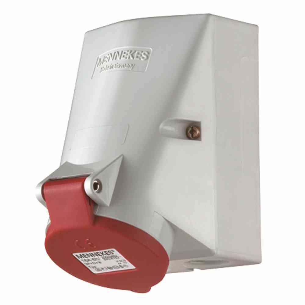 MENNEKES TwinCONTACT CEE-Steckdose, 5p, 16A, 6h, 400V (50+60Hz) rot, IP44, Aufputz, schraublose Klemme, Kunststoff