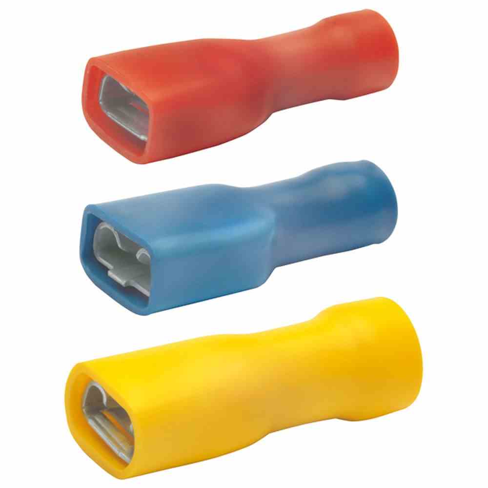 KLAUKE Flachsteckhülse, Messing, rot, 0,5-1mm², flach 6.3x0.8mm, vollisoliert, PVC