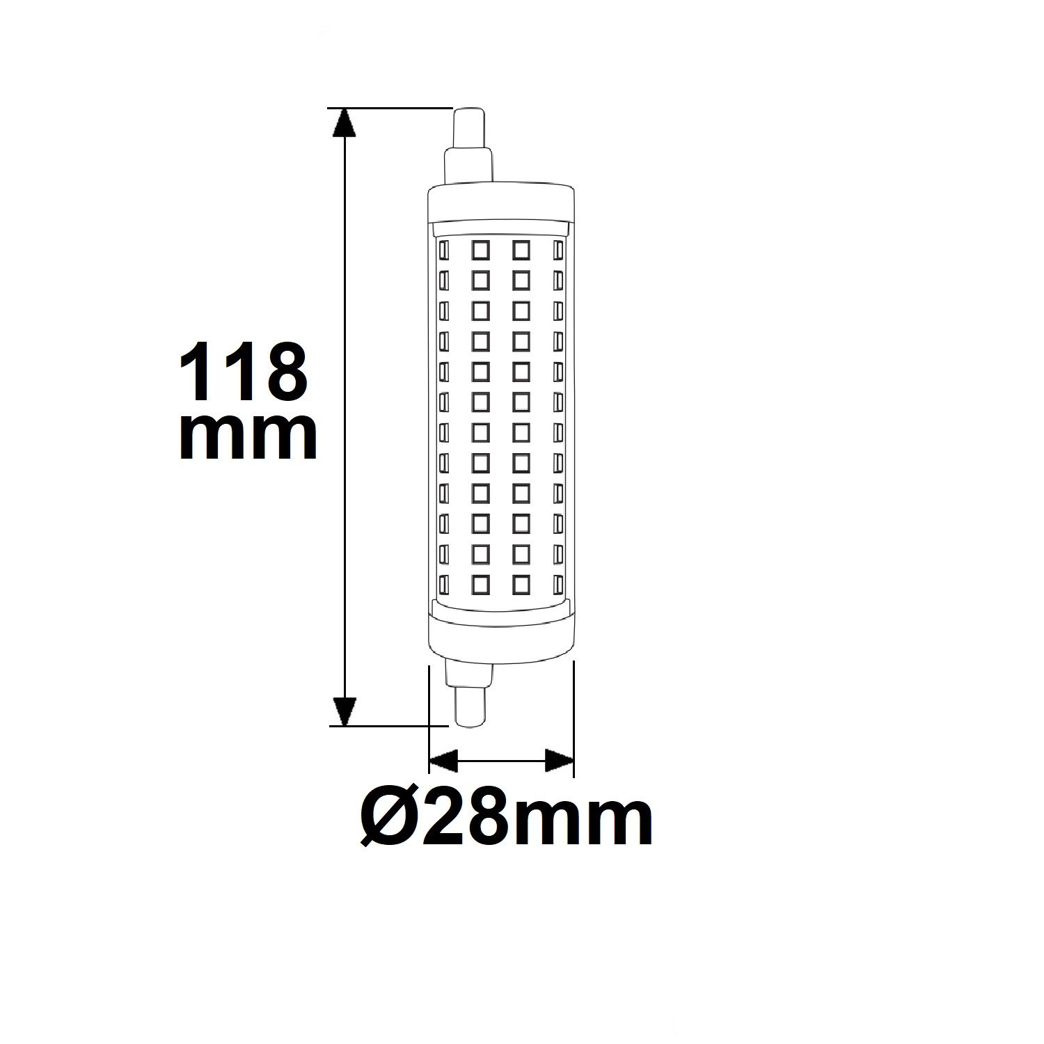 R7s LED Stab, 14W, L: 118mm, warmweiß, dimmbar