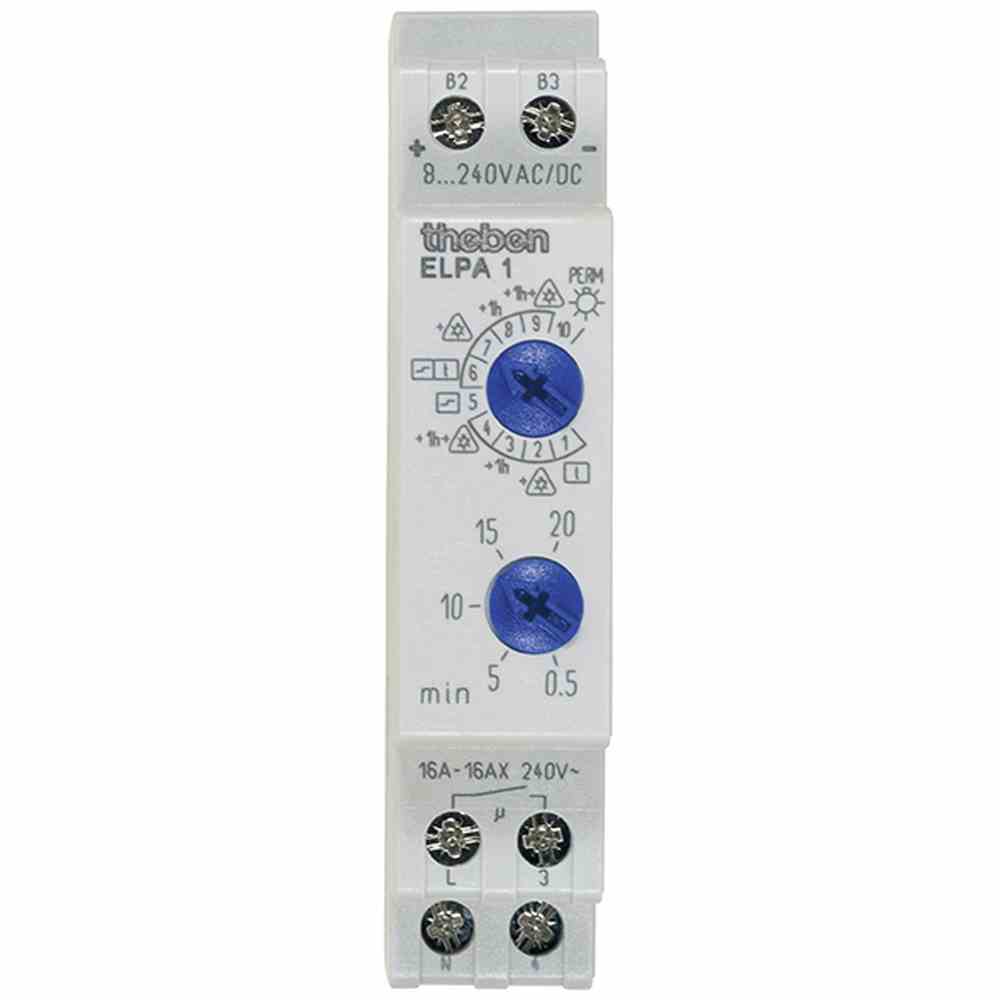 THEBEN ELPA 1 Treppenlichtzeitschalter, DIN-Schiene, elektronisch mit Multifunktion, 220-240VAC, 3-/4-Leiter-Schaltung, 220-240V/AC, flackern – ELPA 1