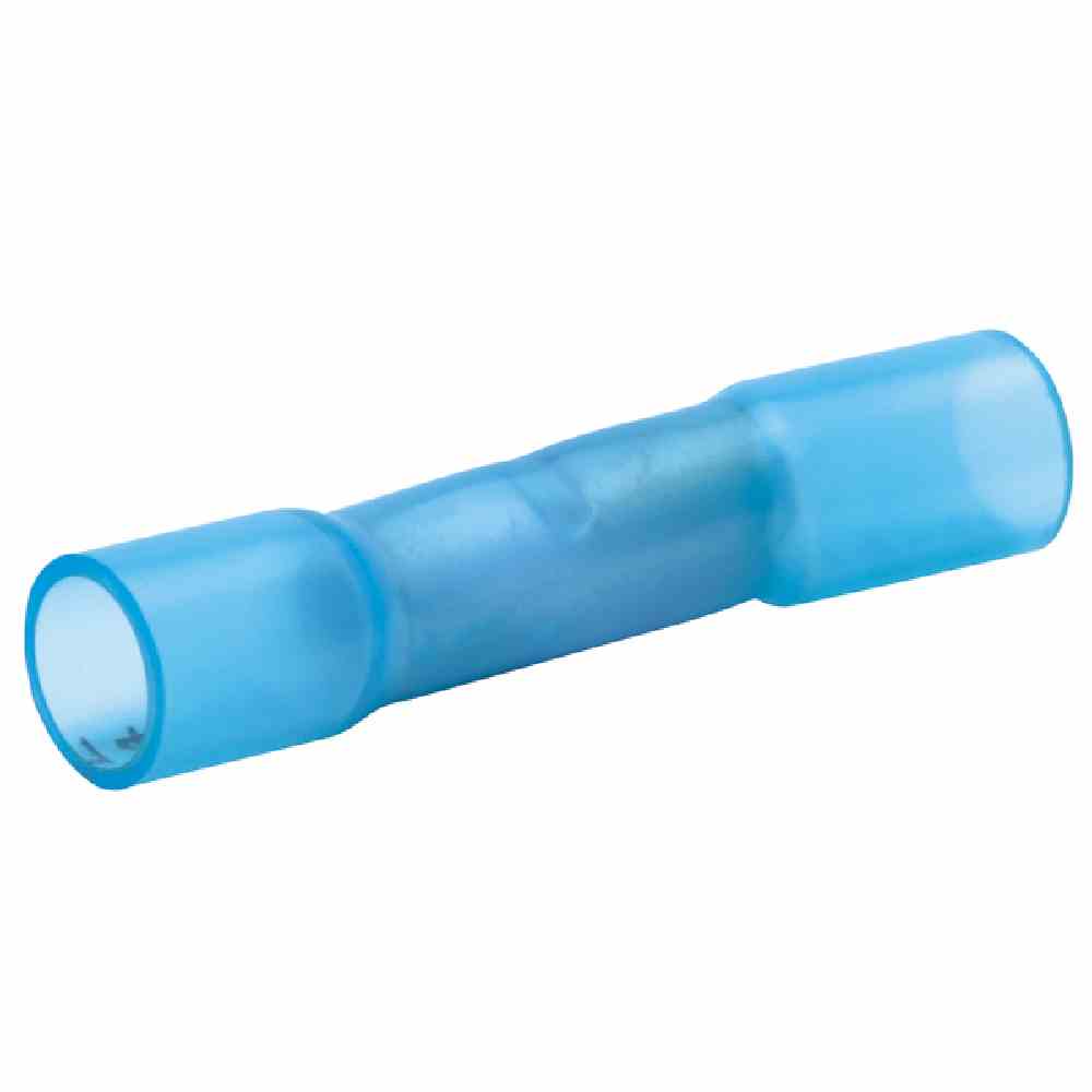 KLAUKE Stoßverbinder, Normalausführung, blau, 1,5-2,5mm², geeignet für feindrähtige Leiter, lang, verzinnt, Kupfer