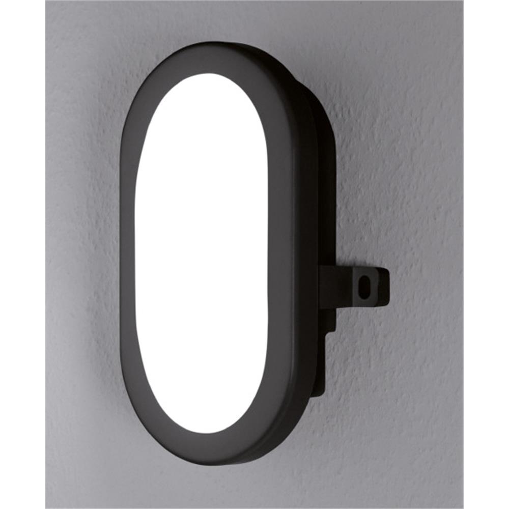 LEDVANCE LED-Ovalleuchte, 6W, 4000K, 450lm, schwarz, matt, Konverter, IP54, Kunststoff opal –