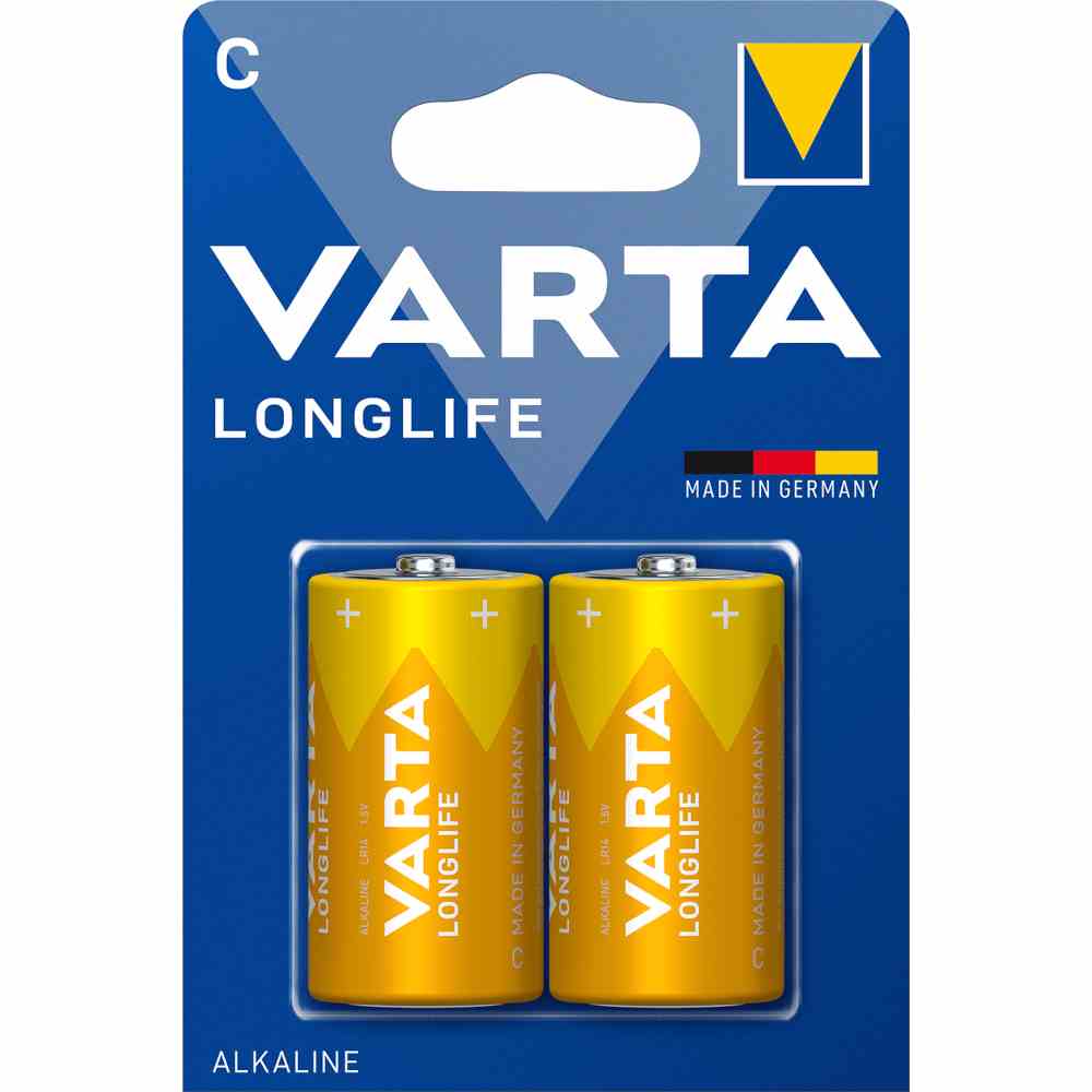 VARTA Batterie, Baby, C/AM2, 1,5V, LR14, Alkali-Mangan, 7600mAh, Ø26,2x50mm – LR14