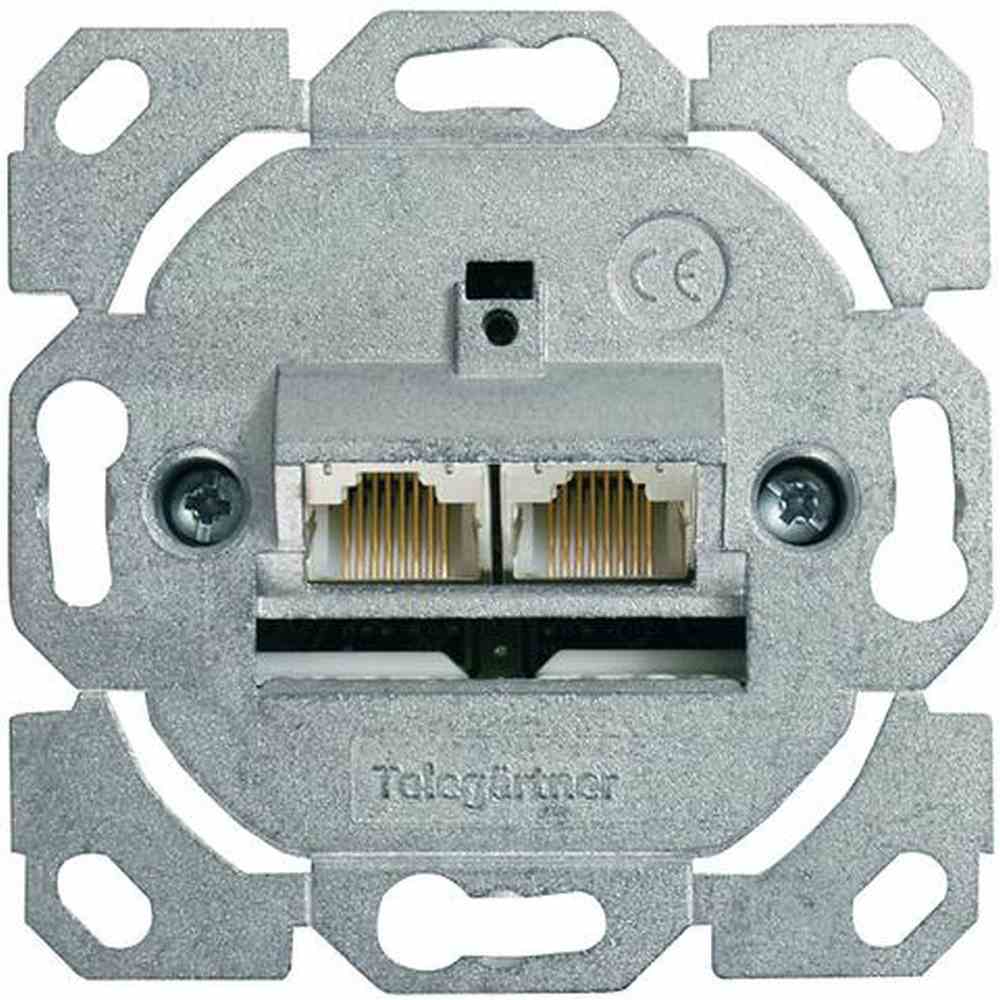 TELEGÄRTNER Anschlussdose, Cat6A (IEC), Unterputz, 2xRJ45 2x8 (8), Kanaleinbau, LSA, designfähig – J00020A0502