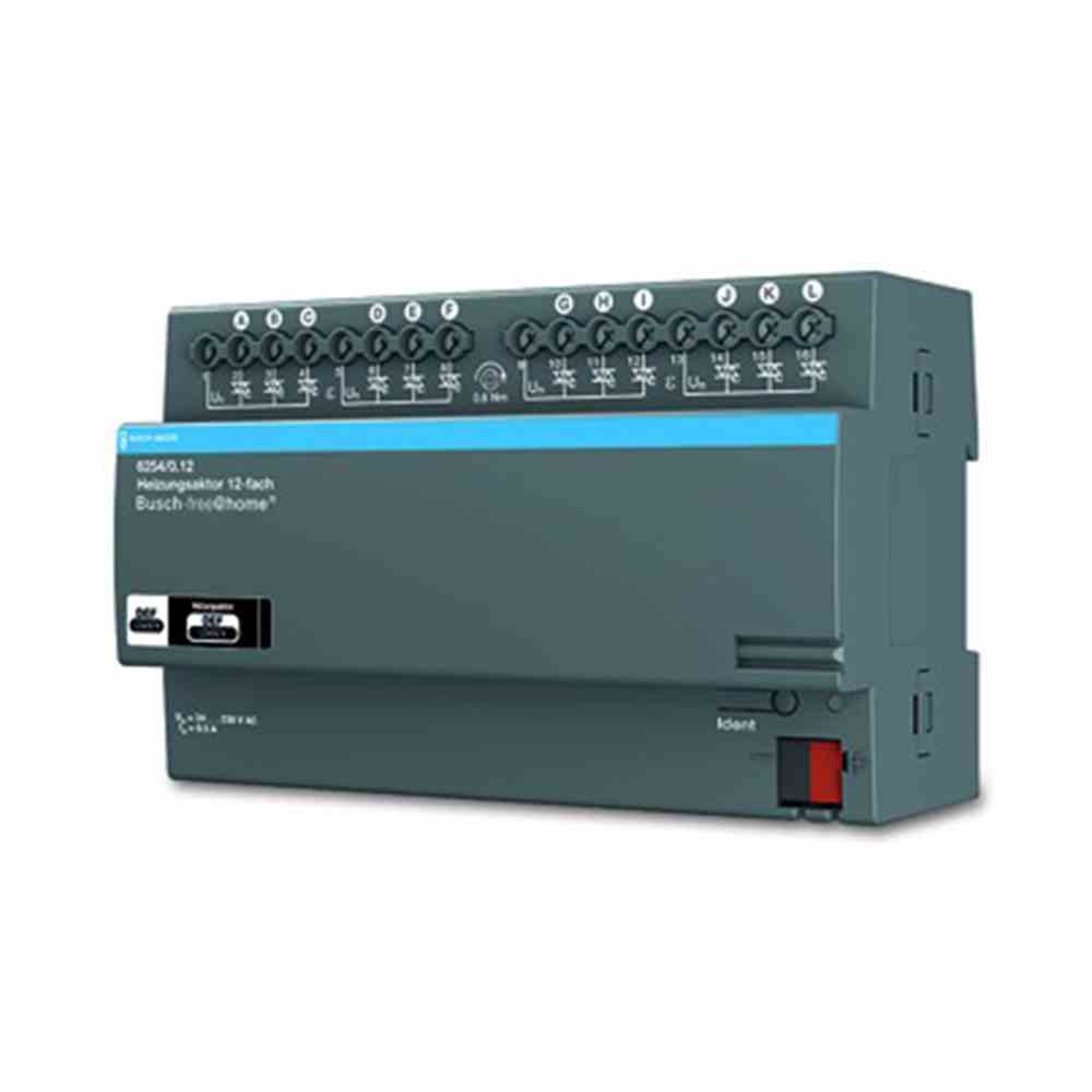 BUSCH-JAEGER FREE@HOME Heizungsaktor, REG, 12Ausg, 2A, 24-230V, Ventilschutzfunktion – 6254/0.12