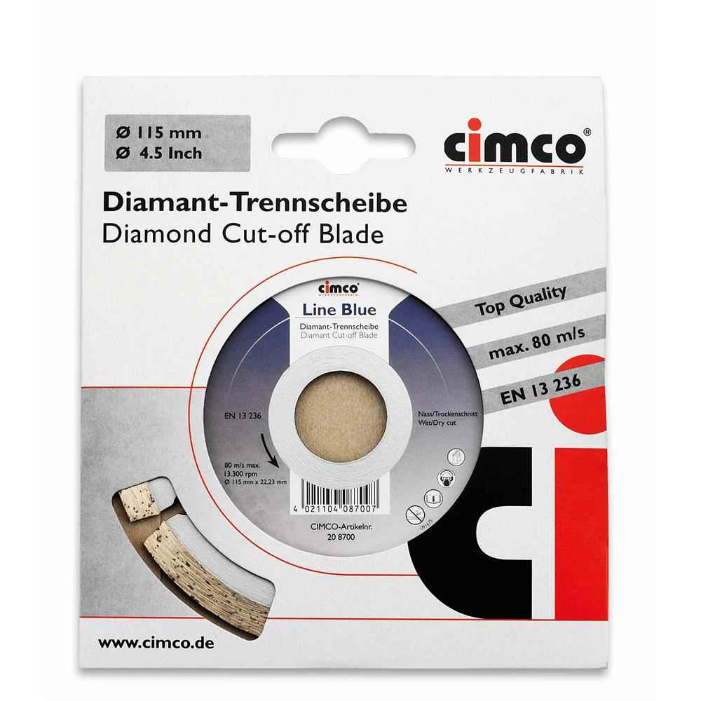 CIMCO Diamant-Trennscheibe, Ø115mm, geeignet für Beton, geeignet für Kalksandstein – 208700