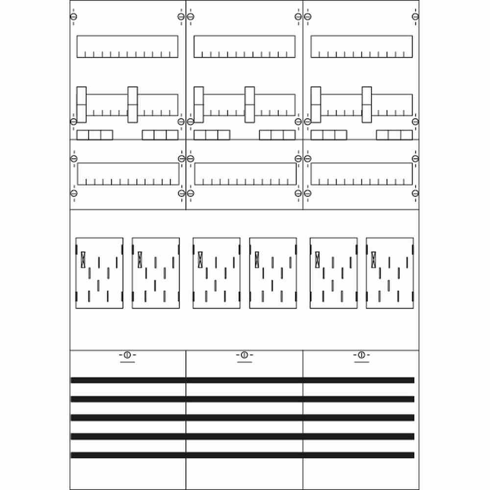 STRIEBEL & JOHN Komplettfeld, 6Z, eHZ, mit Verdrahtung, 9V, 1050x750mm, mit Sammelschiene 5p, 300mm