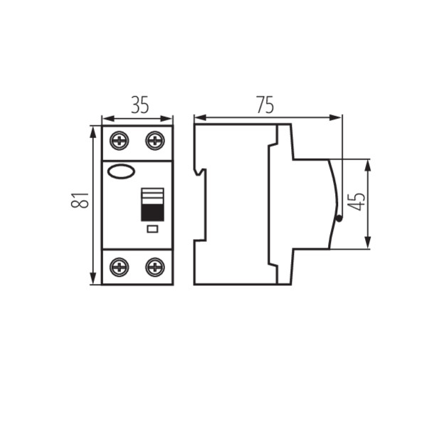 IDEAL TS by Kanlux FI Schalter 25A / 2polig /0,03 - FI - Fehlersromschutzschalter TYP A