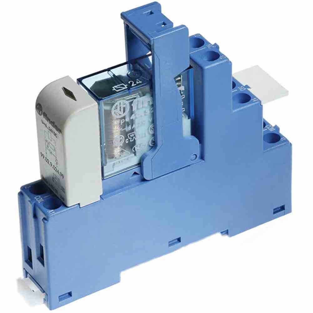 FINDER Koppelrelais mit Schraubanschlüssen, 2 Wechsler 8 A, Spule 24 V DC sensitiv – 485270240050