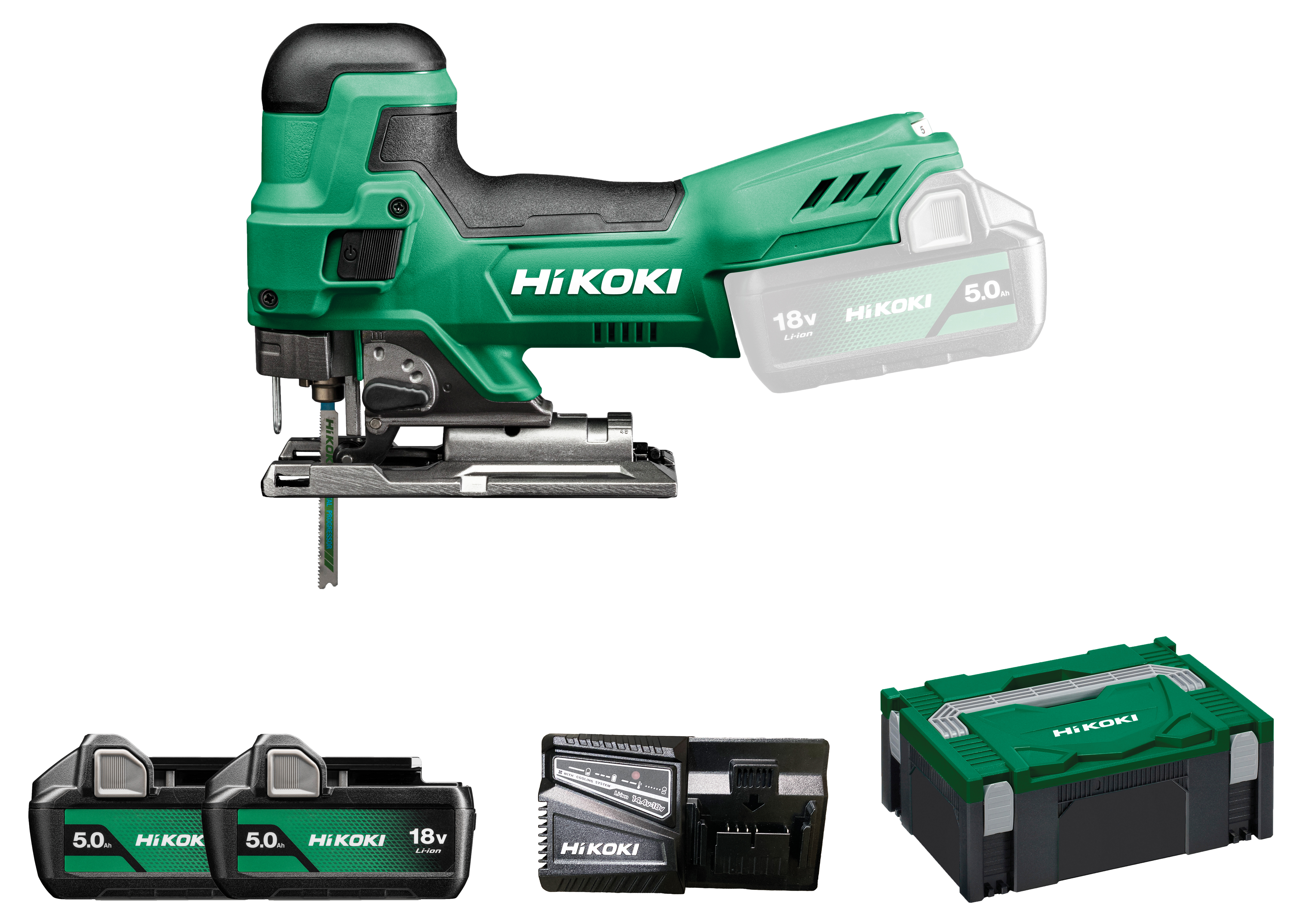 HiKOKI CJ18DB(5.0) (HSC II) Akku Stichsäge 135mm in Holz 2,0 Kg