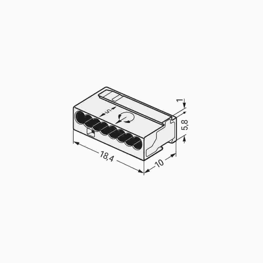 WAGO MICRO-Verbindungsdosenklemme Ø 0,6 - 0,8 mm, lichtgrau, 8-polig