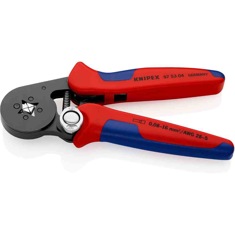 KNIPEX Presszange, mechanisch, Aderendhülsen, 0,08-16mm², AWG28-5, Vierkantpressung, mit automatischem Rücklauf