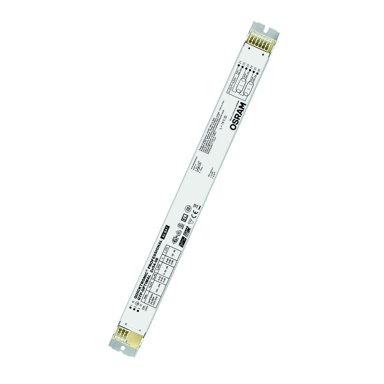 OSRAM QTP-OPTIMAL 2X54...58 Vorschaltgerät, 2x54-58W, elektronisch, für T5, für T5-R, für T8, T38, TC-D, TC-DD, TC-DEL, TC-F, TC-L, TC-QEL, TC-S