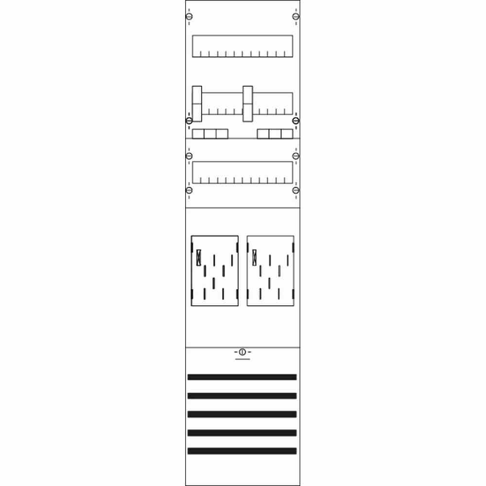 STRIEBEL & JOHN Komplettfeld, 2Z, eHZ, mit Verdrahtung, 3V, 1050x250mm, mit Sammelschiene 5p, 300mm